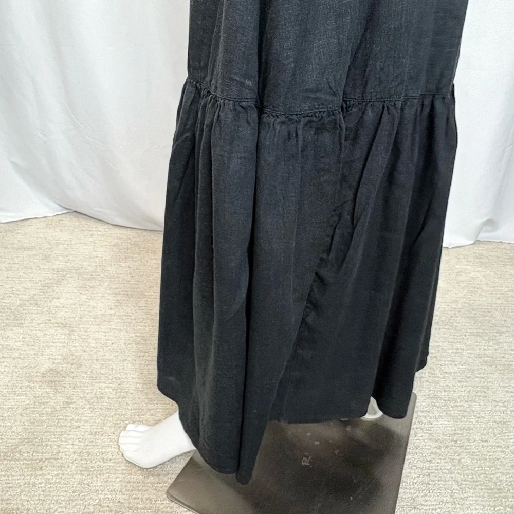 Abercrombie & Fitch Black Linen Blend Empire Sundress Size Large Tall Maxi Dress
